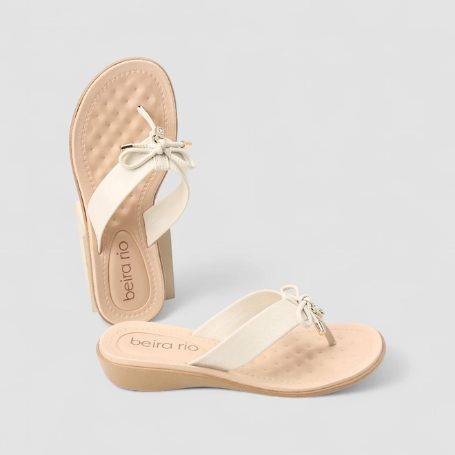 Tamanco Feminino Beira Rio Laço Off White