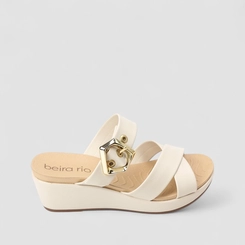 Tamanco Feminino Beira Rio Anabela Fivela Off White