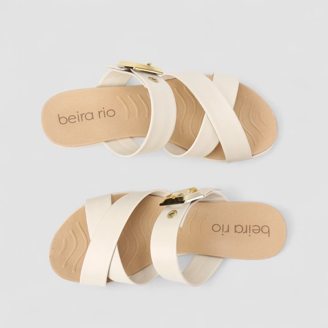 Tamanco Feminino Beira Rio Anabela Fivela Off White