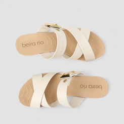 Tamanco Feminino Beira Rio Anabela Fivela Off White