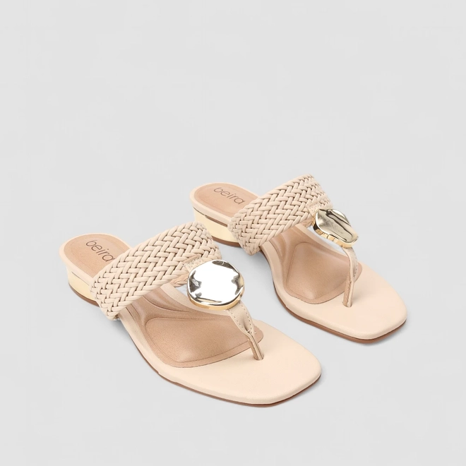 Tamanco Feminino Beira Rio Detalhe Metalizado Tressê Off White