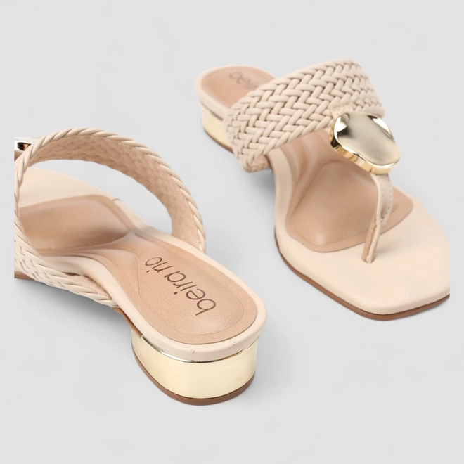 Tamanco Feminino Beira Rio Detalhe Metalizado Tressê Off White