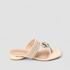 Tamanco Feminino Beira Rio Detalhe Metalizado Tressê Off White
