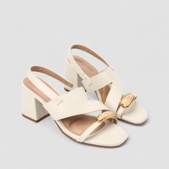Sandália Feminina Beira Rio Pedraria Tira Grossa Off White