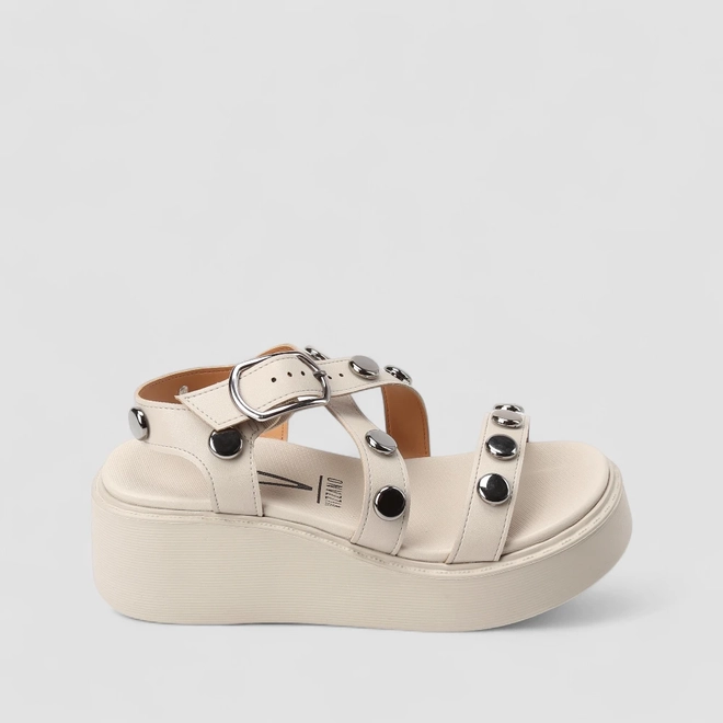 Sandália Feminina Vizzano Original Plataforma Tachas Cinza