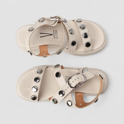 Sandália Feminina Vizzano Original Plataforma Tachas Cinza
