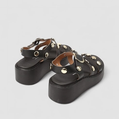 Sandália Feminina Vizzano Original Plataforma Detalhe Tachas Preto