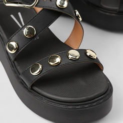 Sandália Feminina Vizzano Original Plataforma Detalhe Tachas Preto