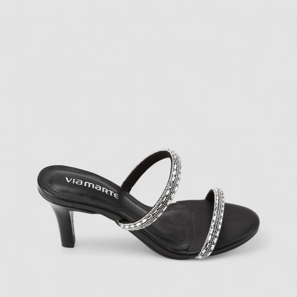 Tamanco Feminino Via Marte Tiras Strass Preto