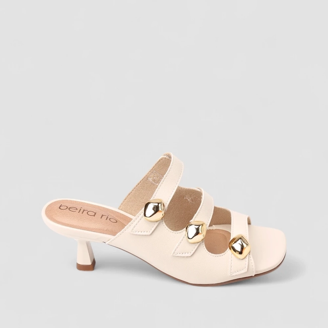 Tamanco Feminino Beira Rio Detalhe Metalizado Off White