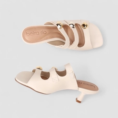 Tamanco Feminino Beira Rio Detalhe Metalizado Off White