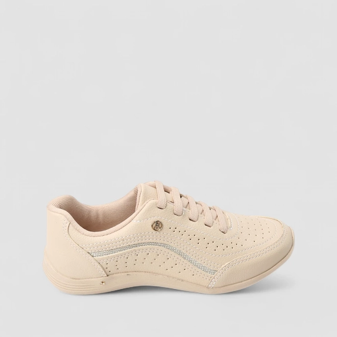 Tênis Casual Feminino Kolosh Glitter Bege
