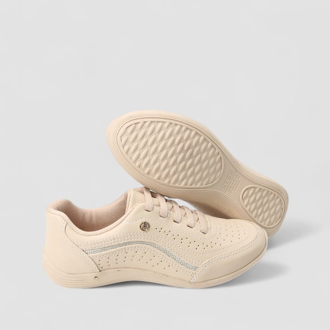 Tênis Casual Feminino Kolosh Glitter Bege