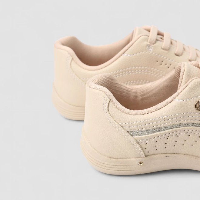 Tênis Casual Feminino Kolosh Glitter Bege