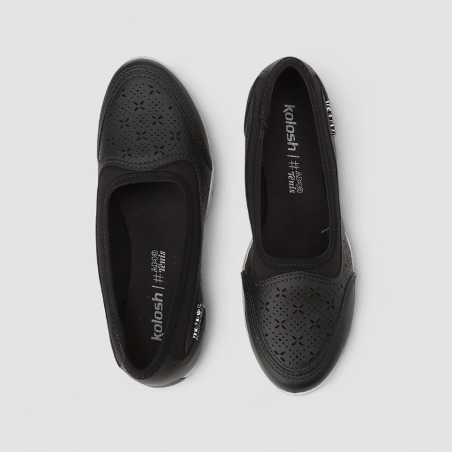 Slip On Feminino Kolosh Calce Fácil Perfuros Preto