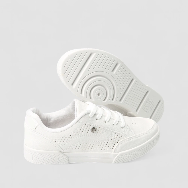 Tênis Casual Feminino Kolosh Perfuros Branco
