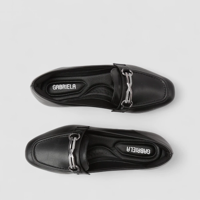 Mocassim Feminino Gabriela Enfeite Metálico Preto