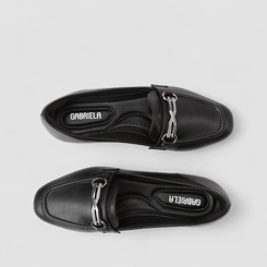 Mocassim Feminino Gabriela Enfeite Metálico Preto