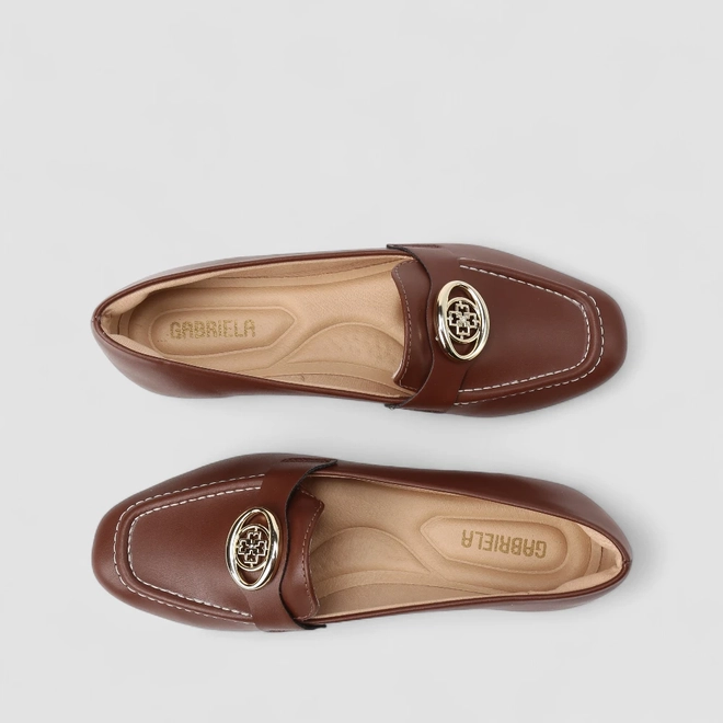 Mocassim Feminino Gabriela Enfeite Fivela Marrom