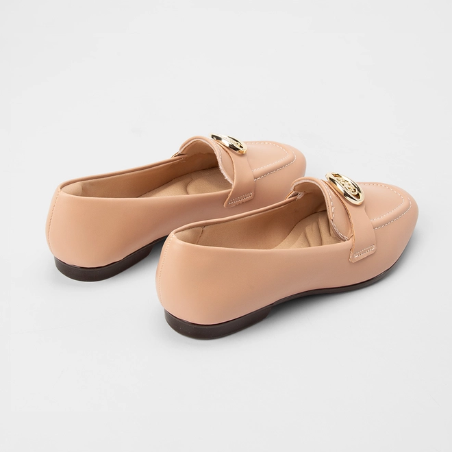 Mocassim Feminino Gabriela Detalhe Metalizado Nude