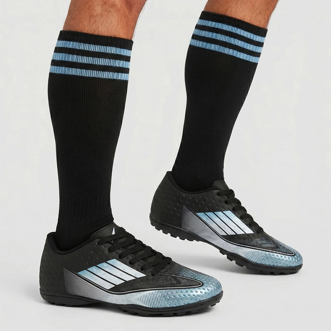 Chuteira Masculina Vertus Texturizada Preto & Azul