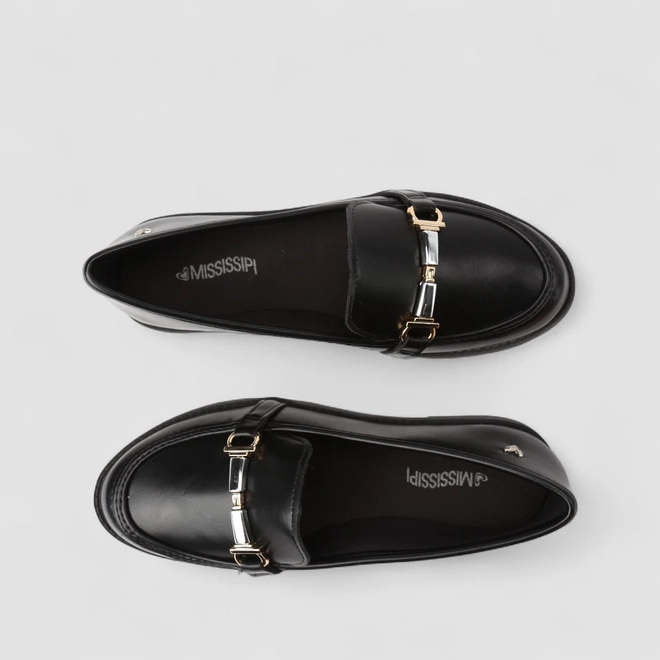 Mocassim Feminino Mississipi Enfeite Metálico Preto