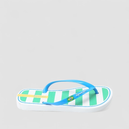 Chinelo Feminino Ipanema Listrado Brasil Branco & Verde