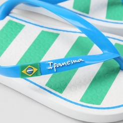 Chinelo Feminino Ipanema Listrado Brasil Branco & Verde