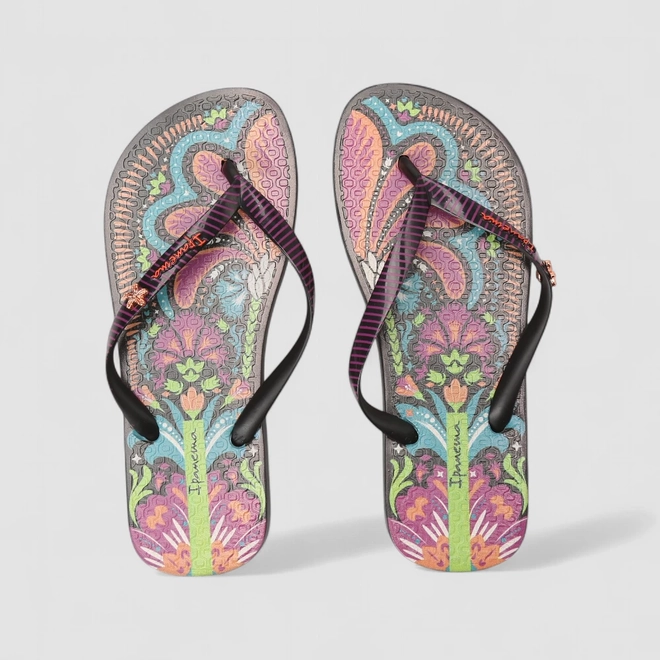 Chinelo Feminino Ipanema Floral Preto