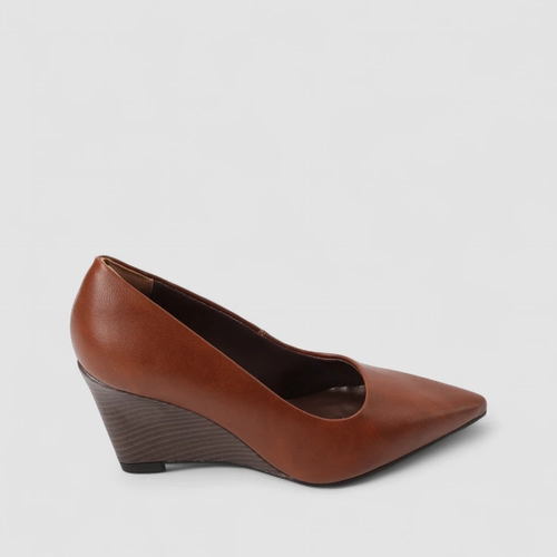 Scarpin Feminino Gabriela Salto Anabela Calce Fácil Marrom