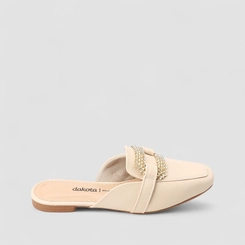 Mule Feminino Dakota Fivela Strass Bege