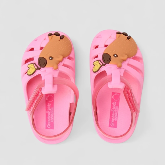Sandália Aranha Bebê Grendene Kids Glitter Capirava Rosa