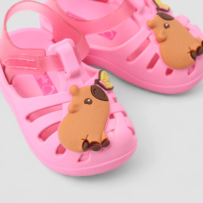 Sandália Aranha Bebê Grendene Kids Glitter Capirava Rosa