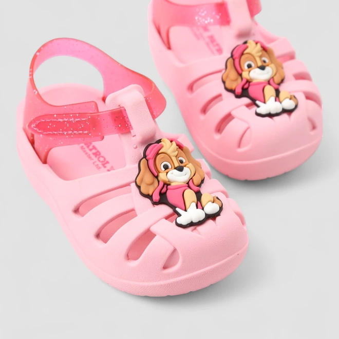 Sandália Aranha Bebê Grendene Kids Patrulha Canina Glitter Rosa
