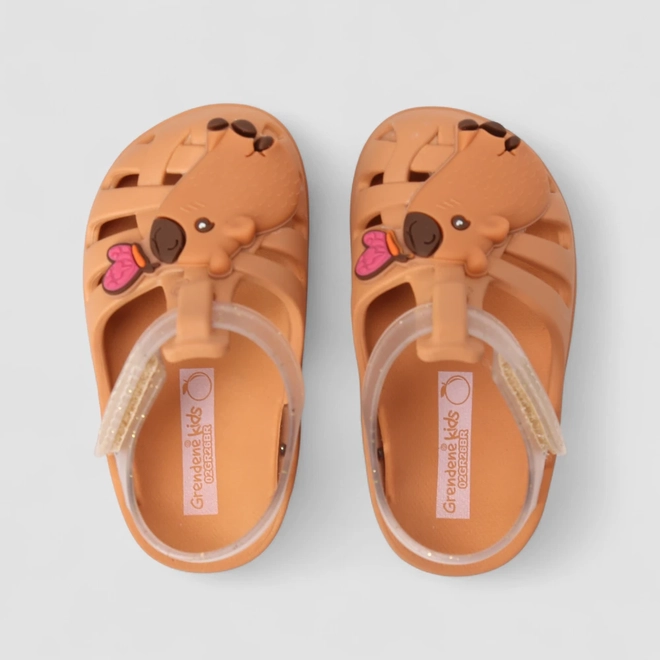 Sandália Bebê Grendene Kids Glitter Capivara Caramelo