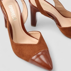 Scarpin Slingback Feminino Gabriela Camurça Caramelo