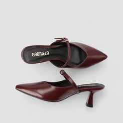 Mule Feminina Gabriela Salto Taça Fivela Vinho