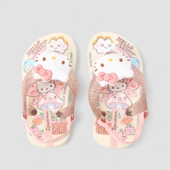 Chinelo Bebê Ipanema Hello Kitty Glitter Rosa & Bege