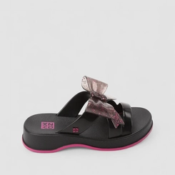 Sandália Infantil Zaxy Detalhe Laço Glitter Preto