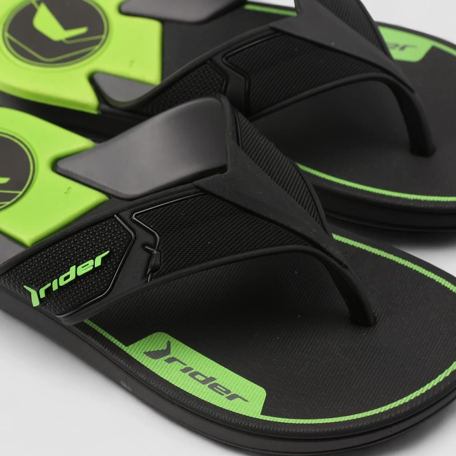 Chinelo Infantil Rider Detalhe Verde Preto