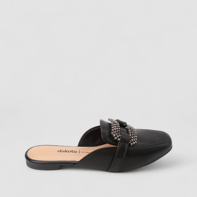 Mule Feminina Dakota Fivela Strass Preta