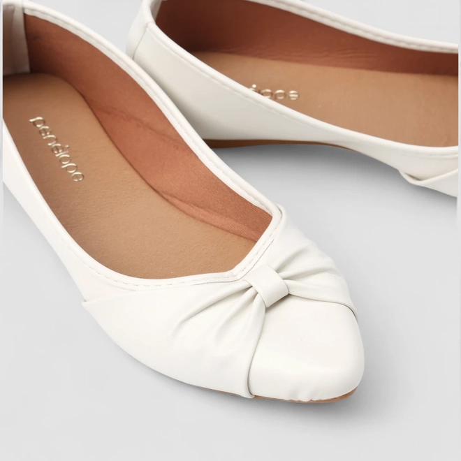 Sapatilha Feminina Penélope Detalhe Laço Off White