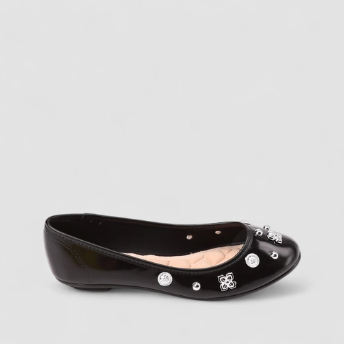 Sapatilha Feminina Moleca Verniz Apliques Preta