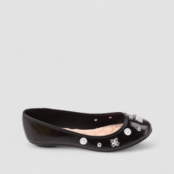 Sapatilha Feminina Moleca Verniz Apliques Preta
