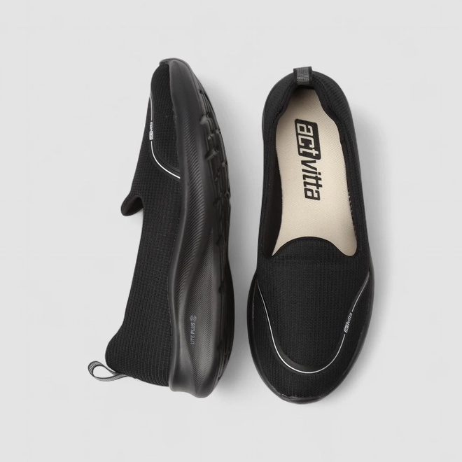 Slip On Esportivo Feminino Actvitta Calce Fácil Preto