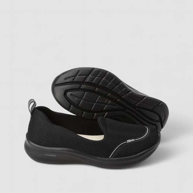 Slip On Esportivo Feminino Actvitta Calce Fácil Preto