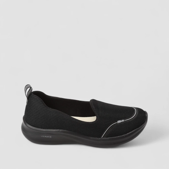 Slip On Esportivo Feminino Actvitta Calce Fácil Preto