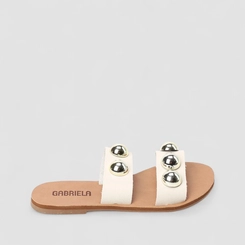 Rasteira Feminina Gabriela Detalhe Esferas Off White