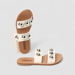 Rasteira Feminina Gabriela Detalhe Esferas Off White