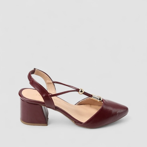 Scarpin Slingback Feminino Penélope Detalhe Metalizado Vinho